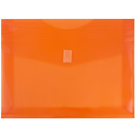 JAM Paper® Plastic Booklet Expansion Envelopes, Letter-Size, 9 3/4" x 13", Hook & Loop Closure, Dark Orange, Pack Of 12
