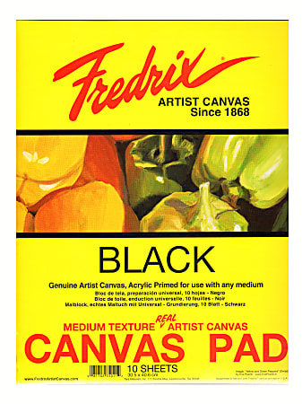 Fredrix Black Canvas Pad, 16" x 20", 10 Sheets