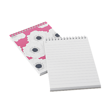 See Jane Work® Spiral Notebook, Flip-Top, 5" x 7", Wide Ruled, 80 Sheets, Pink Floral