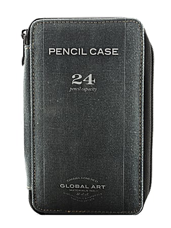 Global Art Canvas Pencil Case, 24-Pencil Capacity, Steel