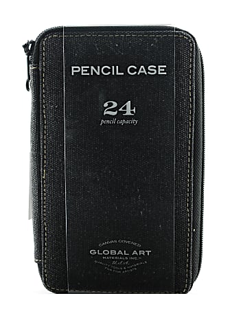 Global Art Canvas Pencil Case, 24-Pencil Capacity, Black