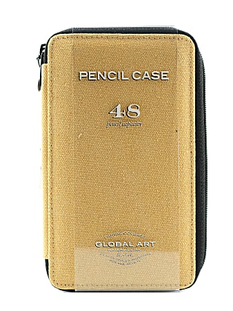 Global Art Canvas Pencil Case, 48-Pencil Capacity, Wheat