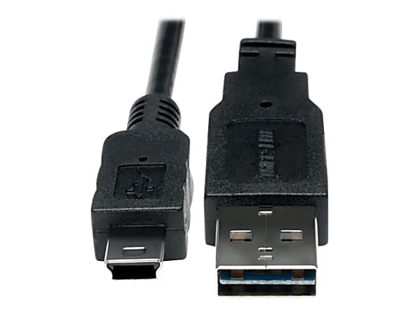 Eaton Tripp Lite Series Universal Reversible USB 2.0 Cable (Reversible A to 5Pin Mini B M/M), 6-in. (15.24 cm) - USB cable - mini-USB Type B (M) to USB (M) - USB 2.0 - 5.9 in - molded, reversible A connector - black