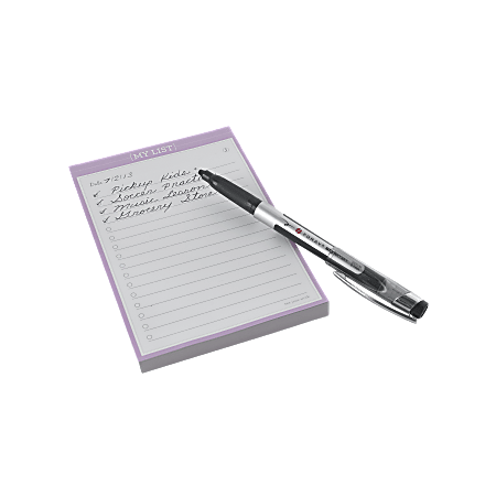 See Jane Work® Sticky Note List Pads, "My List," 4" x 6", Lavender/Gray Vine, Pad Of 100 Sheets