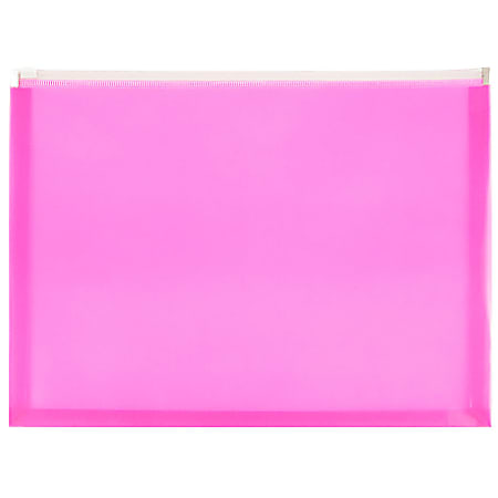 JAM Paper® #10 Plastic Envelopes, Zipper Closure, Hot Pink, Pack Of 12