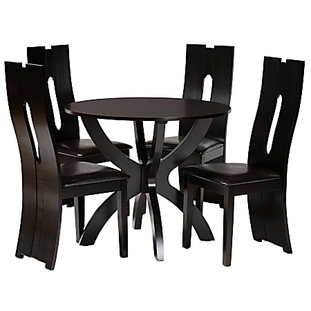 Baxton Studio Ronda Dining Set, 29-15/16"H x 35-7/16"W x 35-7/16"D, Dark Brown/Espresso