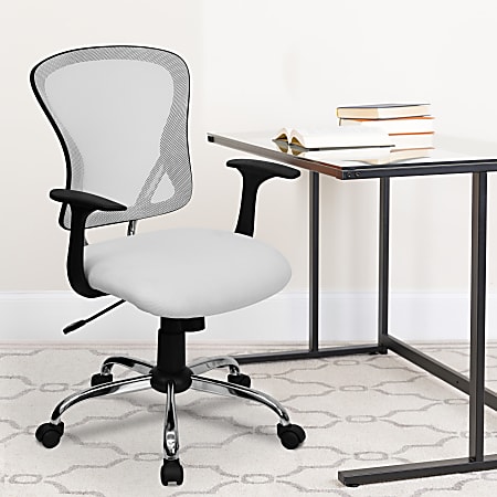 Flash Furniture Mesh Mid-Back Task Chair, White/Black/Chrome