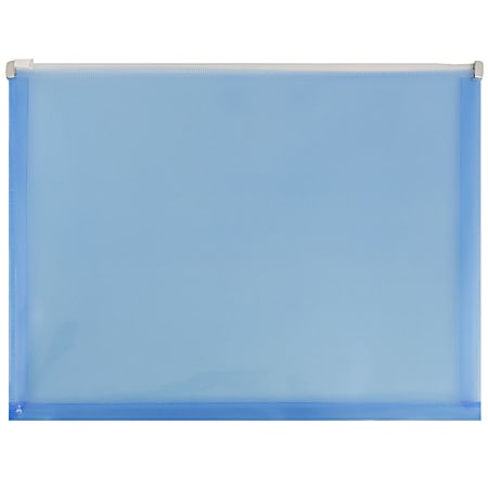 JAM Paper® Plastic Envelopes, Zipper Closure, Letter-Size, 9 3/4" x 13", Blue, Pack Of 12