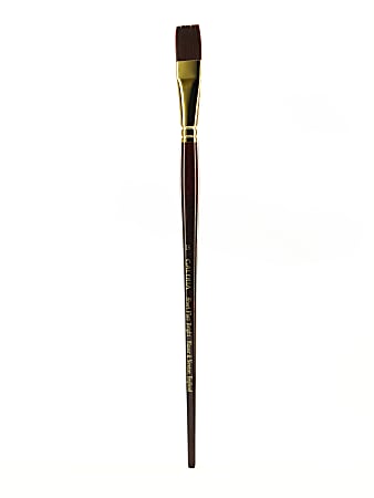 Winsor & Newton Galeria Long-Handled Brush, Size 18, Flat/Bright, Polyester Filament, Dark Burgundy