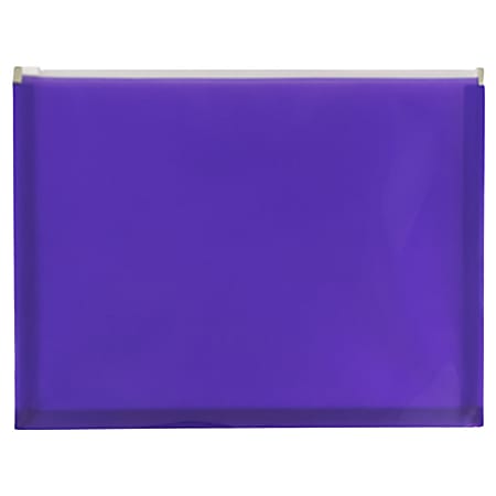 JAM Paper® #10 Plastic Envelopes, Zipper Closure, Purple, Pack Of 12