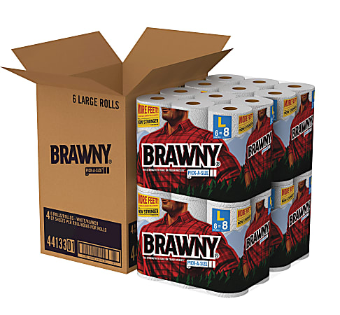 Brawny Industrial Pick-A-Size Paper Towels - 2 Ply - White - Paper - Durable, Perforated - For Kitchen, Garage, Bathroom, Food Service, Glass Cleaning - 24 / Carton