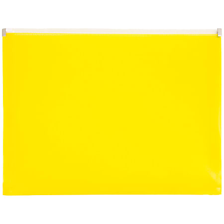 JAM Paper® #10 Plastic Envelopes, Zipper Closure, Yellow,