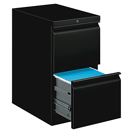 basyx by HON® 20"D Vertical 2-Drawer File Cabinet, Metal, Black