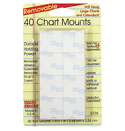 Miller Studio Removable Magic Mounts®, Chart Mounts, 1" x 1", White, 40 Tabs Per Pack, Set Of 6 Packs
