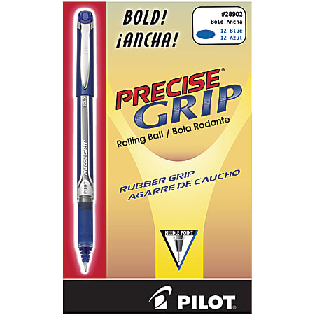 Pilot® Precise Grip™ Liquid Ink Rollerball Pens, Bold Point, 1.0 mm, Blue Metallic Barrel, Blue Ink, Pack Of 12 Pens