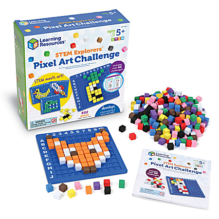 Learning Resources STEM Explorers Pixel Art Challenge, 5-1/2" x 5-1/2", Multicolor, All Ages
