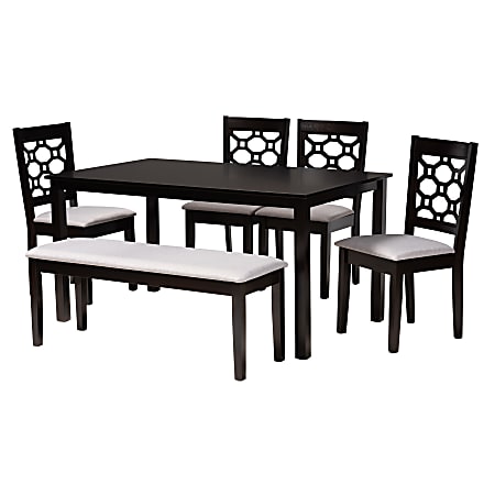 Baxton Studio Gabriel 6-Piece Dining Set, 29-1/8"H x 59-5/8"W x 35-7/16"D, Gray/Dark Brown