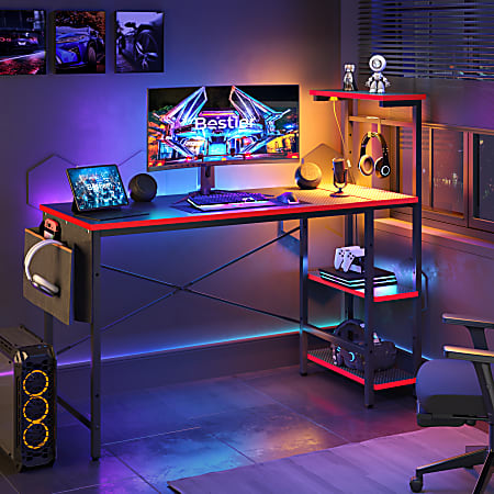 Bestier computer desk with sale storage shelves under desk