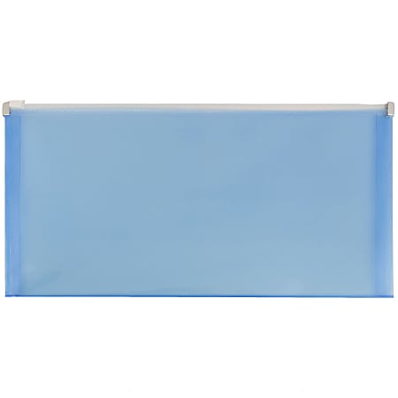JAM Paper® #10 Plastic Envelopes, Zipper Closure, Blue, Pack Of 12