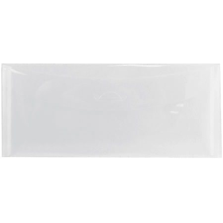 JAM Paper® #10 Plastic Business Envelopes, Tuck Flap Closure, Clear, Pack Of 12