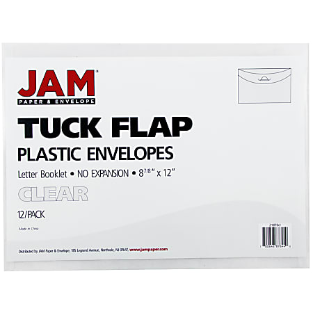 JAM Paper 5.25 x 8 Clear Plastic Envelopes With Zip 12pk