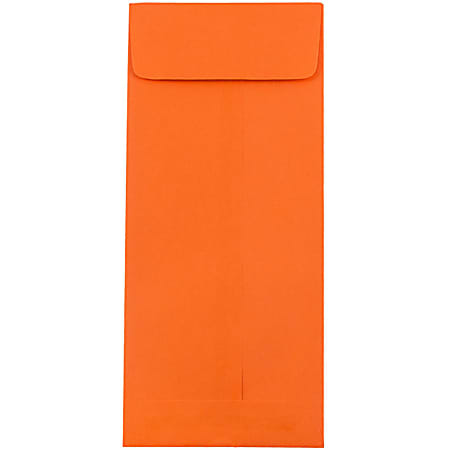 JAM Paper® Policy Envelopes, #10, Gummed Seal, 30% Recycled, Orange, Pack Of 50 Envelopes
