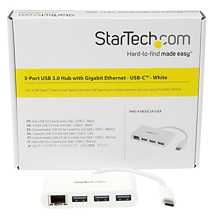 Hub USB-C Vers 3 ports USB & Adaptateur Ethernet - Blanc