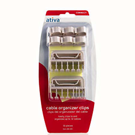 Ativa™ Cable Clips, White, Pack of 10