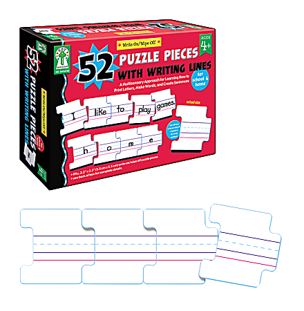 Key Education Write-on/Wipe-Off 52 Puzzle Pieces With Writing Lines, Grades Pre-K - 1