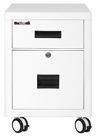 FireKing 30-Minute Fire-Rated 18"W Vertical 2-Drawer Mobile Locking Fireproof File Cabinet, Metal, Arctic White, Dock-to-Dock Delivery