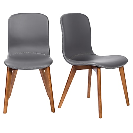 Eurostyle Mai Side Chairs, Gray/Walnut, Set Of 2 Chairs