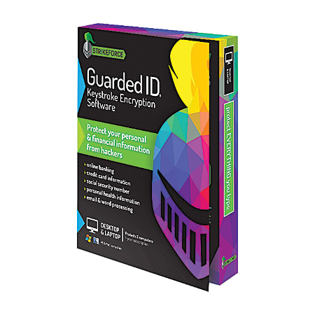StrikeForce Technologies GuardedID® Keystroke Encryption Software, For 2 Devices, 1-Year Subscription, For PC/Mac®, Disc