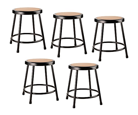 National Public Seating Hardboard Round Stools, Black/Masonite Wood, Pack Of 5 Stools