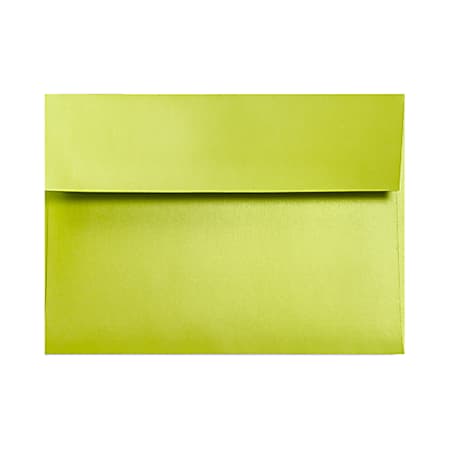 LUX Invitation Envelopes, #4 Bar (A1), Gummed Seal, Glowing Green, Pack Of 50