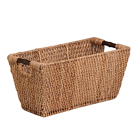 Honey-Can-Do Seagrass Basket With Handles, Medium Size, 10" x 10" x 20-1/4", Brown/Natural