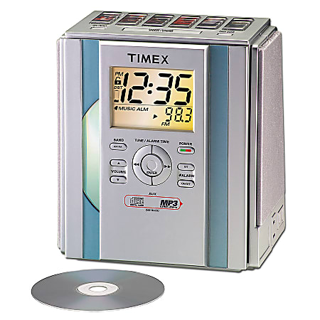 Timex® Auto Set CD/Clock Radio With MP3 Input, Titanium