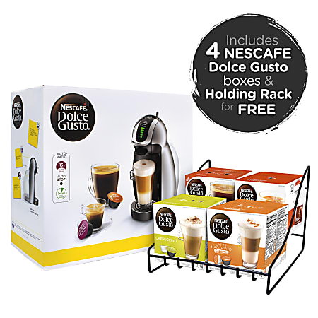 Nescafe Dolce Gusto Genio 2 Coffeemaker With Gusto Coffee Capsules And Rack  Silver - Office Depot