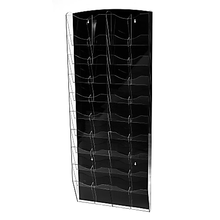 Alpine Hanging Magazine Rack With Adjustable Pockets, 51"H x 20"W x 4"D, Black/Clear