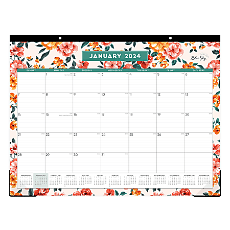 2024 Blue Sky™ Jessica Monthly Desk Pad Planning Calendar, 22" x 17", January to December
