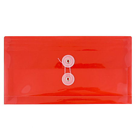 Jam Paper Plastic Envelopes with Button & String Tie Closure - 6 1/4 x 9 1/4 - Assorted Colors - 6/Pack