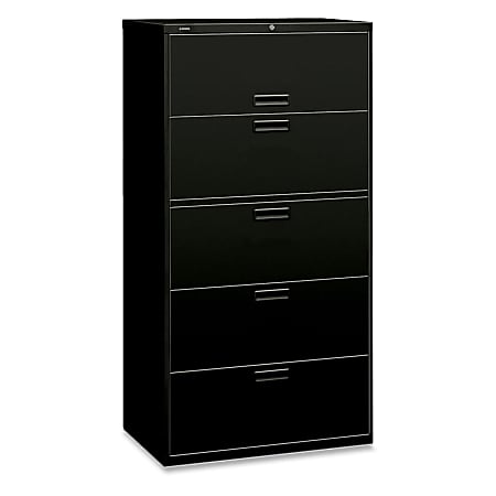 HON® 500 30"W Lateral 5-Drawer File Cabinet, Metal, Black
