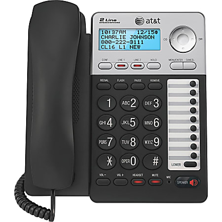 AT T ML17929 2 Line Corded Phone with Caller IDCall Waiting Black