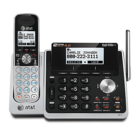  AT&T BL102-2 DECT 6.0 - Juego de 2 teléfonos inalámbricos para  el hogar con contestador : Productos de Oficina