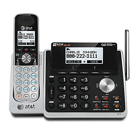 AT&T TL88102 DECT 6.0 Digital 2-Line Cordless Phone