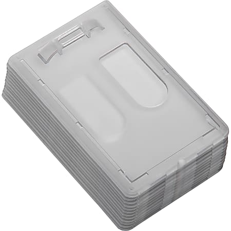 SKILCRAFT® Dual-ID Card Holders, 2-1/4" x 3-7/16", White, Pack Of 12 Holders