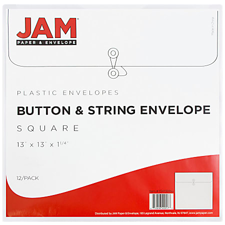 JAM Paper® Open-End Plastic Envelopes, Legal-Size, 13" x 13", Clear, Pack Of 12