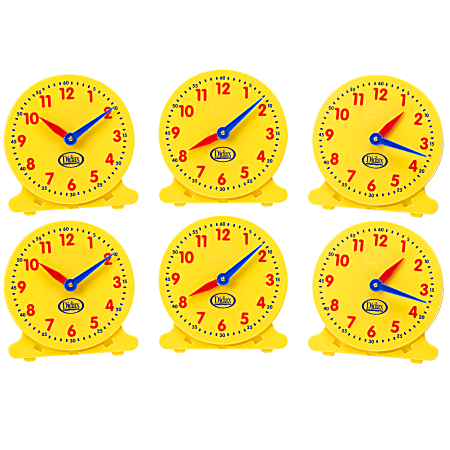 Didax 5" Student Clocks, Multicolor, Grades 1-2, Set Of 6 Clocks