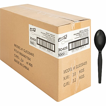 Genuine Joe Heavyweight Spoon - 1 Piece(s) - 1000/Carton - Spoon - 1 x Spoon - Disposable - Textured - Black