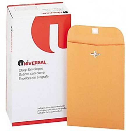 Universal 35260 Clasp Envelope - #55 (6" x 9") - 28lb - Clasp - Kraft - 100 / Box - Light Brown