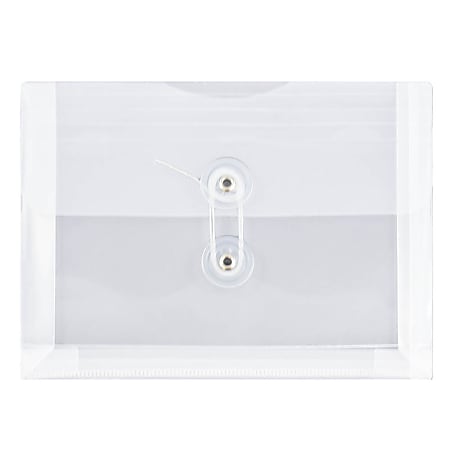 JAM Paper® Index Booklet Plastic Envelopes, 5 1/2" x 7 1/2", Gummed Seal, Clear, Pack Of 12